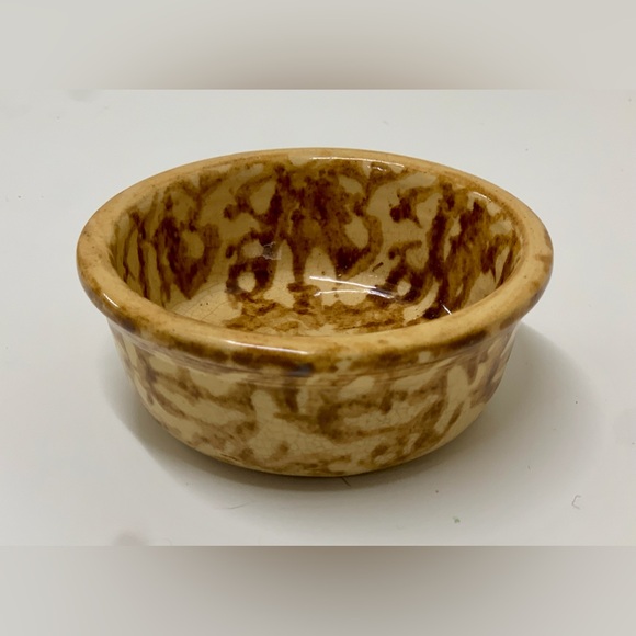 19th Century Antique American Rockingham Melt Glaze Spatter Spongeware Bowl - Picture 3 of 14